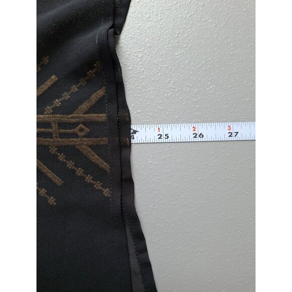 Greater Good Sheer Tunic Top Womens Medium Black Gold Embroidery - Picture 5 of 5